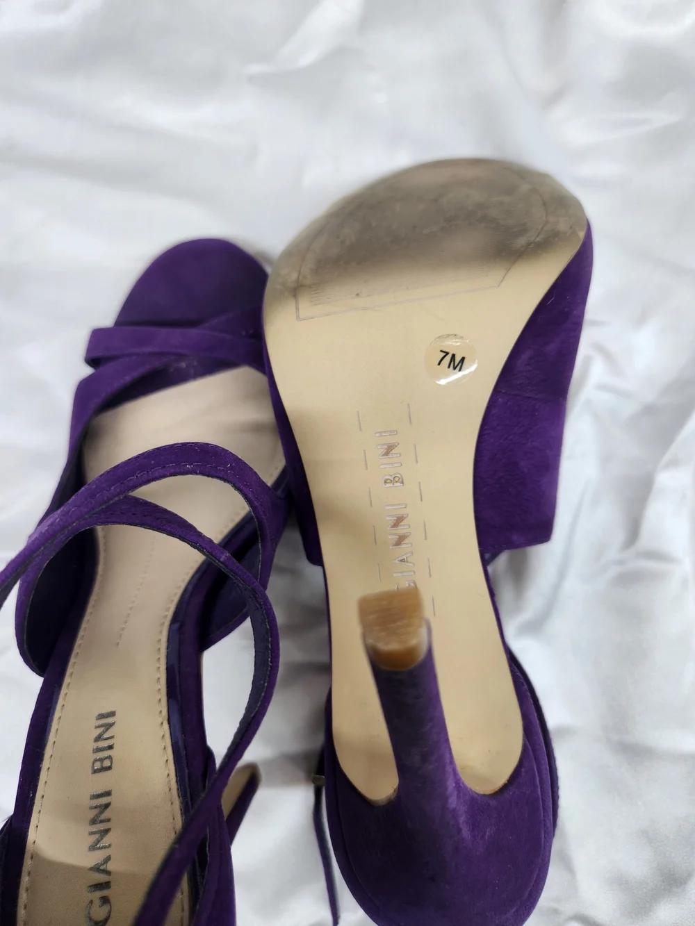 Gianni Bini Purple Suede Crisscross Ankle Strap Heels